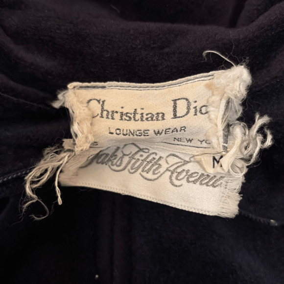 Christian Dior Velour Robe | Navy Zip-Up | Size M | Vintage - Picture 5 of 6